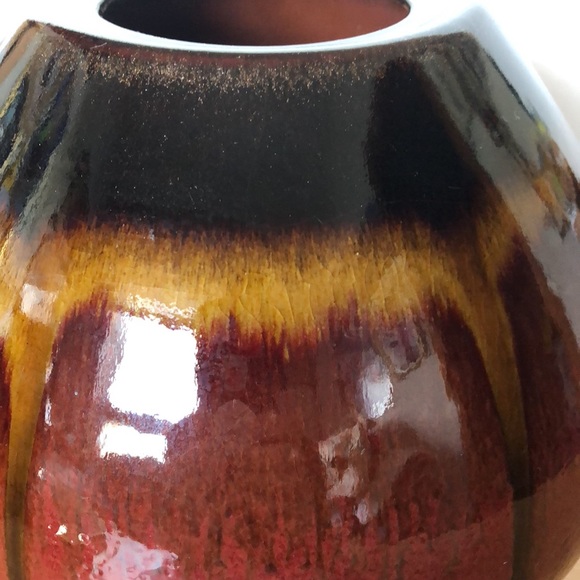 Chinese pottery vase red black yellow 8” tall 8" long wide - Picture 4 of 8